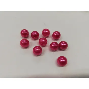 Dětské navlékací korálky Dekorační voskové perly bez dírek 10mm - sytě růžová - 10ks