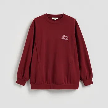 Dámská mikina Reserved - Bavlněná mikina s výšivkou - hnědá - 898BZ-83X - 898BZ-83X-L-3