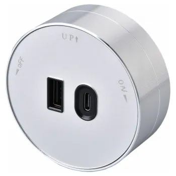 Elektrická zásuvka Viking zásuvkový modul A60, 1x USB-A, 1x USB-C, PD, stříbrná