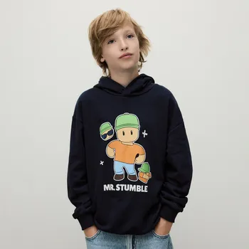 Chlapecká mikina Reserved - Mikina s kapucí Stumble Guys - tmavomodrá - 903FJ-59X - 903FJ-59X-146