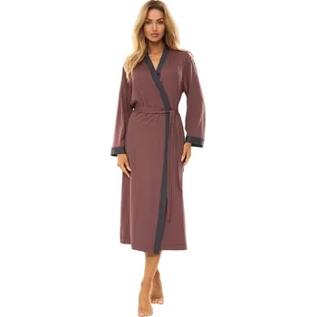 Dámské noční prádlo L&L župan dámský 2505 - švestková, L (Viskózový dámský župan)