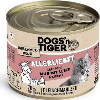 Krmivo pro kočku 6×200g Dogs'n Tiger Gourmet Menu - hovězí s játry