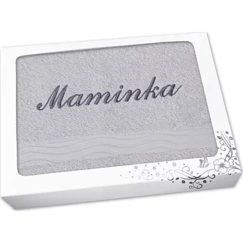 Látkový kapesník Dárkové balení osušky MAMINKA světle šedá
