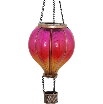 Závěsný, růžový balón 46,5 cm, LED / solární