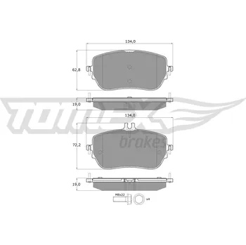 Brzdová destička Sada brzdových destiček, kotoučová brzda TOMEX Brakes 19-90