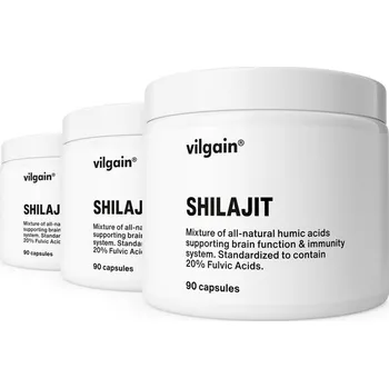 Přírodní produkt Vilgain Shilajit 3× 20% extrakt kyseliny fulvové 90 kapslí