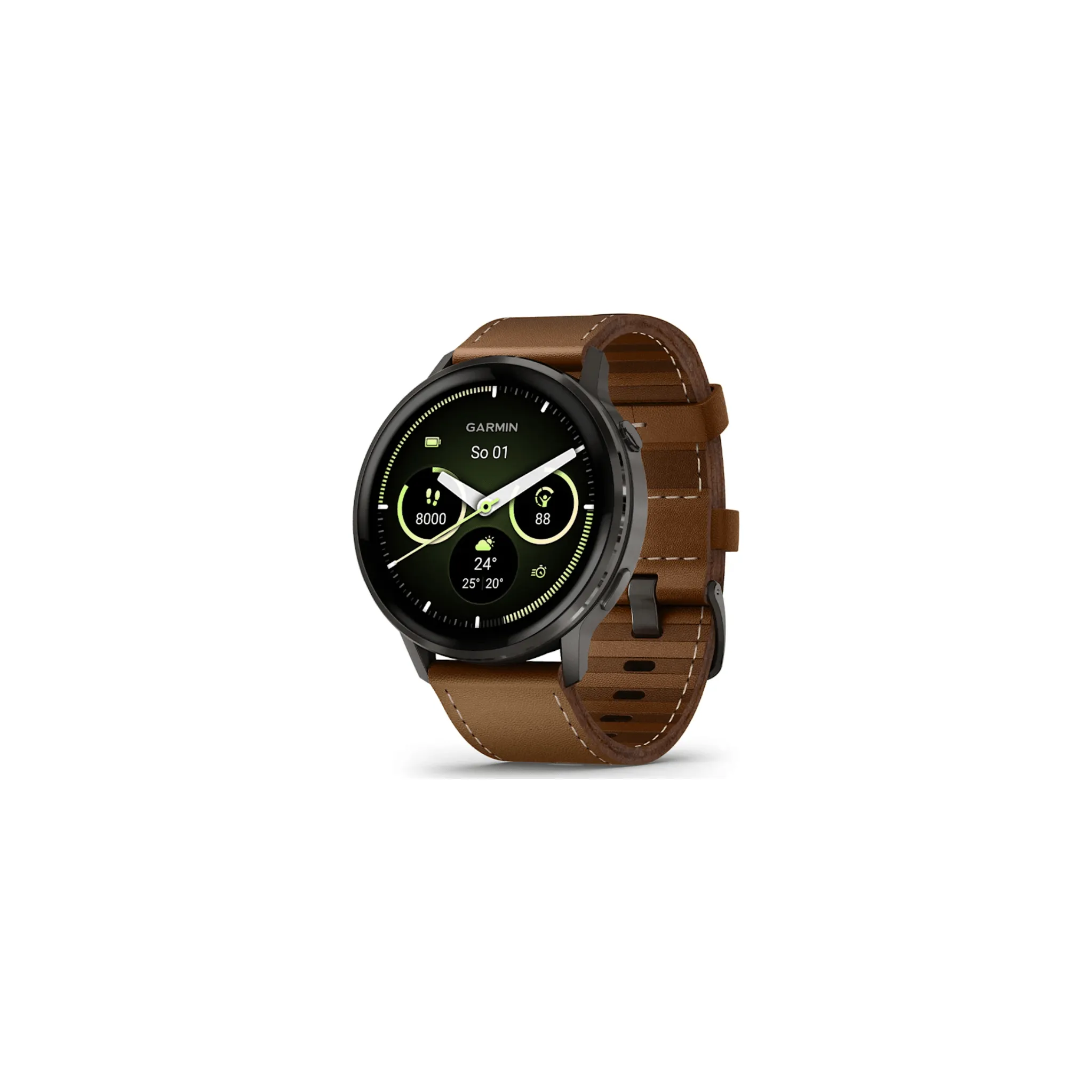 Fotografie 1 - Chytré hodinky Garmin Venu 4 45 mm Slate/Black + Brown kožený řemínek