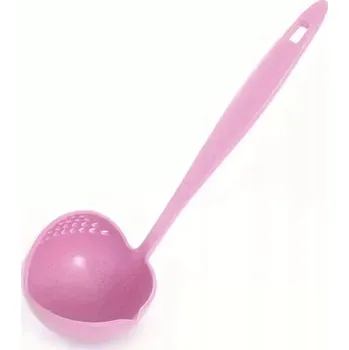 Naběračka Kuchyňská plastová naběračka a cedník 2v1 na polévky růžová