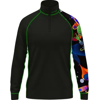 Dětské funkční triko se zipem ALIEN černá Bamboo Thermo