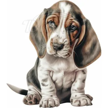 Textilní nažehlovací páska Dante Nažehlovačka Baset štěně - 6 x 6 cm