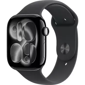 Chytré hodinky Apple Watch Series 11 GPS+Cellular 42mm Klavírně černé hliníkové tělo - Černý sportovní řemínek M/L (MF854MP/A)