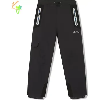 Chlapecké kalhoty Dětské softshellové kalhoty KUGO HK5066 zateplené šedé s modrými zipy vel.146