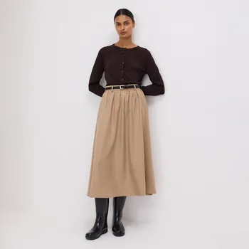 Dámská sukně Reserved - Midi sukně s&nbsp;páskem - béžová - 117EU-80X - 117EU-80X-L