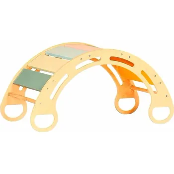 Dětská houpačka Dřevěná Montessori houpačka - přírodní s barevnými příčkami