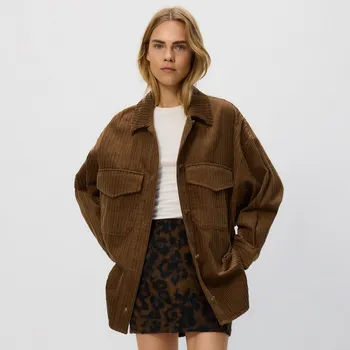 Dámská košile Reserved - Manšestrová košile s kapsami - hnědá - 568EH-88X - 568EH-88X-S