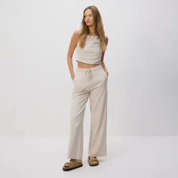 Dámské kalhoty Reserved - Bavlněné kalhoty - tělová - 660GA-02X - 660GA-02X-L