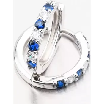 Náušnice Dámské náušnice stříbro 925 zirkon kruhy s modré kameny PKL-2270