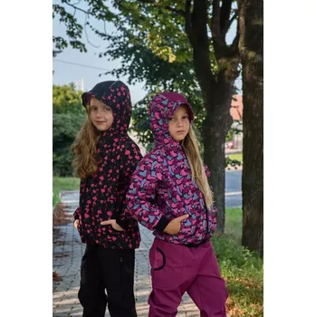 Dívčí bunda Dětská softshellová bunda s fleecem JOŽÁNEK růžový maskáč