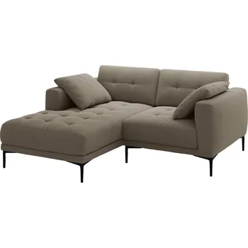 Pohovka Micadoni Hnědošedá sametová rohová pohovka Bemy 205 cm, levá