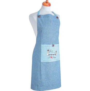 Kuchyňská zástěra GiftyCity Kuchyňská zástěra pánská, světle a tmavě modrá, výšivka Karlův most GiftyCity