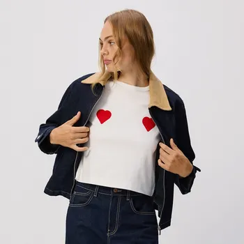 Dámské oblečení Reserved - Tričko s ramenními vycpávkami - krémová - YU445-01X - YU445-01X-S