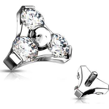 Piercing Atreya Náhradní ocelová koncovka s třemi zirkony pro šperky s vnitřním závitem Barva: Čirá