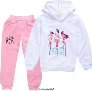 KPop Demon Hunters (Lovkyně démonů) Tepláková souprava KPop Demon Hunters (Huntrix), růžové kalhoty + barevné mikiny Barva: bílá mikina + růžové kalhoty, Velikost: 150