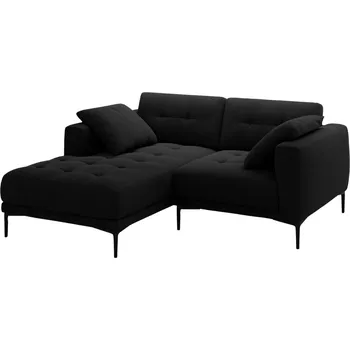 Pohovka Micadoni Černá sametová rohová pohovka Bemy 205 cm, levá