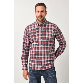 Pánská košile JP1880, Plus size Kostkovaná flanelová košile, dlouhé rukávy, límeček s knoflíky, Modern střih pro plnoštíhlé nadměrná velikost, 842443546-1454, hnědý, 5XL, Plus size oblečení, Oblečení pro vysoké muže, Nadměrné velikosti, Oblečení pro plnoštíhlé.