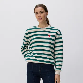 Dámská mikina Reserved - Mikina s kapucí a drobnou výšivkou - tmavě zelená - 672GA-79X - 672GA-79X-L