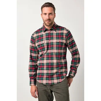 Pánská košile JP1880, Plus size Kostkovaná flanelová košile JP1880, dlouhé rukávy, Kent límeček, Modern střih, do 8XL pro plnoštíhlé nadměrná velikost, 842436544-1452, červený, 3XL, Plus size oblečení, Oblečení pro vysoké muže, Nadměrné velikosti, Oblečení pro plnoštíh