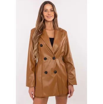 Dámské sako Stylové camel sako s podšívkou a dvouřadým zapínáním DHJ-MA-