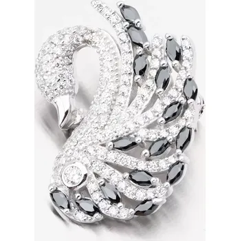 Přívěsek Dámský přívěsek stříbro 925 zirkon brož labuť s černé kameny PKL-6015