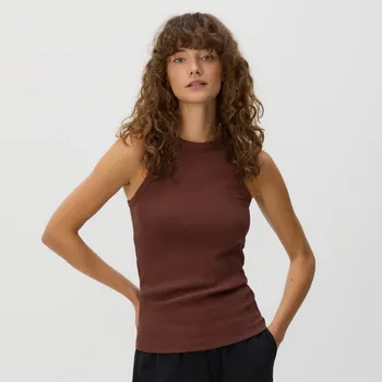 Dámské oblečení Reserved - Bavlněný top - hnědá - 6167E-88X - 6167E-88X-S