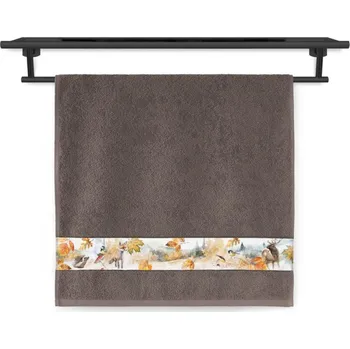 Bytový textil Froté ručník 50x100 NORA TISK 450g Čtvero roční období PODZIM hnědý