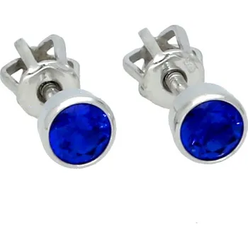 Náušnice Goldstore Stříbrné náušnice pecky kulaté safíry Modré