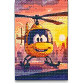 Diamantové malování Diamantové malování - Žlutý vrtulník pro děti Velikost: 40x60cm, Rámování: Pouze srolované plátno, Diamanty: Kulaté