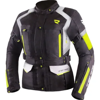 Moto bunda Dámská bunda na motorku Street Racer Hilax černo-šedo-fluo žlutá XS