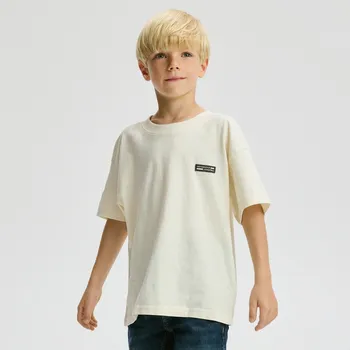 Chlapecké tričko Reserved - Bavlněné oversize tričko - krémová - 055FH-01X - 055FH-01X-158