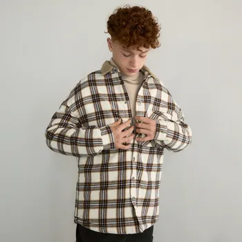 Chlapecká košile Reserved - Kostkovaná oversize košile - béžová - 524GO-08X - 524GO-08X-170