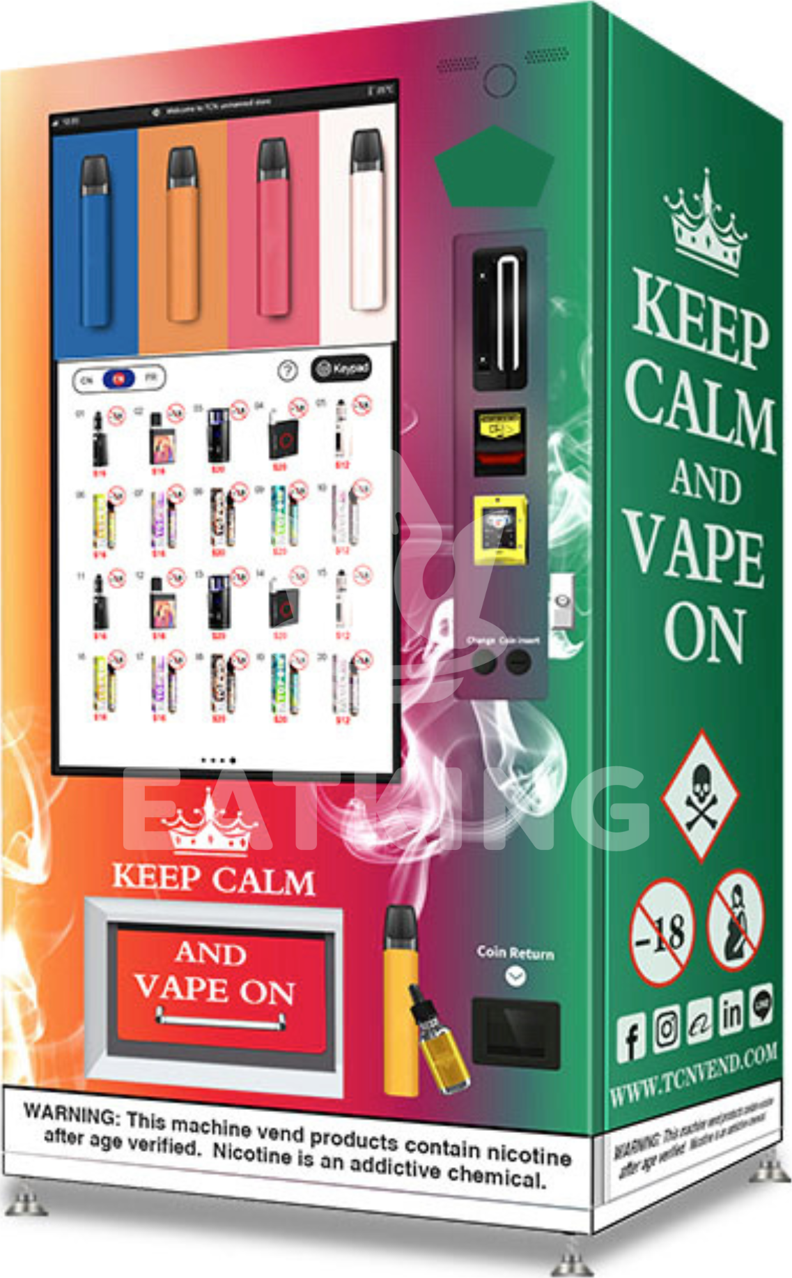 EATKING Automat na el. cigarety a CBD s 49 palcovým HD dotykovým displejem