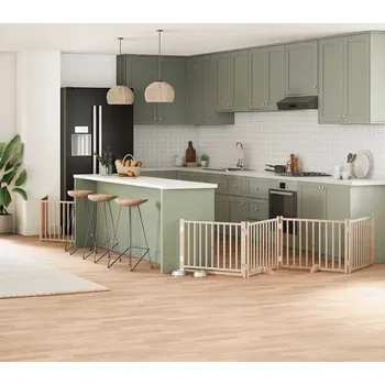 klec pro psa vidaXL Zábrana pro psy s dvířky skládací 6 panelů 480 cm topol [3155721] Barva: Přírodní