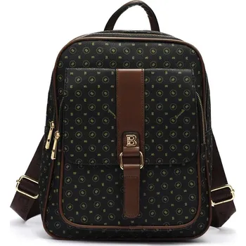 Městský batoh Dámský Ekologický Kožený Batoh BRICIOLE 4136 Černo-Hnědý Se Zlatými Kováními