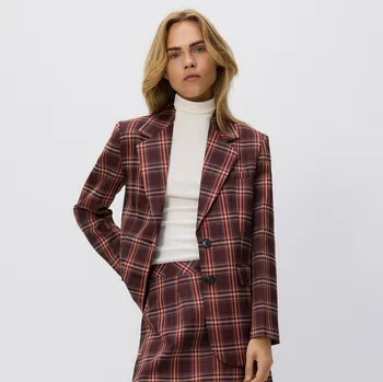 Reserved - Jednořadý kostkovaný blejzr - bordó - 914IV-53X - 914IV-53X-L