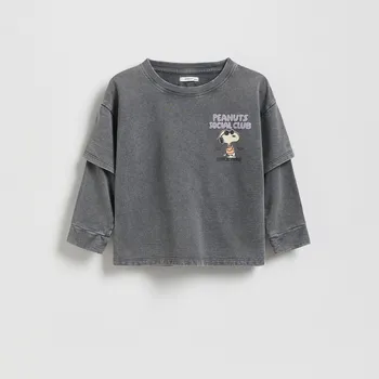 Chlapecká mikina Reserved - Tričko s dlouhými rukávy Snoopy - černý - 069FI-99X - 069FI-99X-80