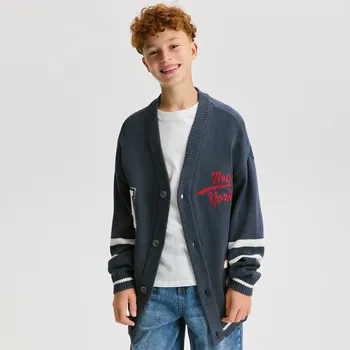 Chlapecká mikina Reserved - Vlněný kardigan - tmavomodrá - 644FH-59X - 644FH-59X-170