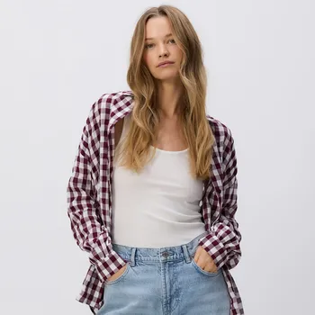 Pánská košile Reserved - Kostkovaná košile - hnědá - 253GC-83X - 253GC-83X-L