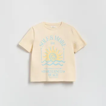 Dámské tričko Reserved - Tričko s potiskem - krémová - WU866-01X - WU866-01X-L