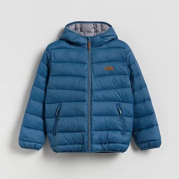 Chlapecká bunda Reserved - Prošívaná bunda s přírodním peřím - ocelově modrá - PL177-95X - PL177-95X-116