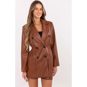 Dámské sako Hnědé dámské sako s dvouřadým zapínáním DHJ-MA-